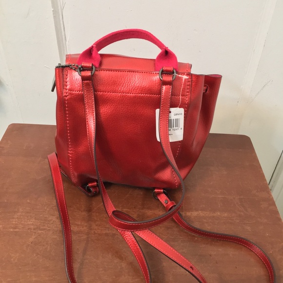 Coach Red Metallic Derby Backpack Pebble Leather Brand new with tag . - Picture 13 of 15
